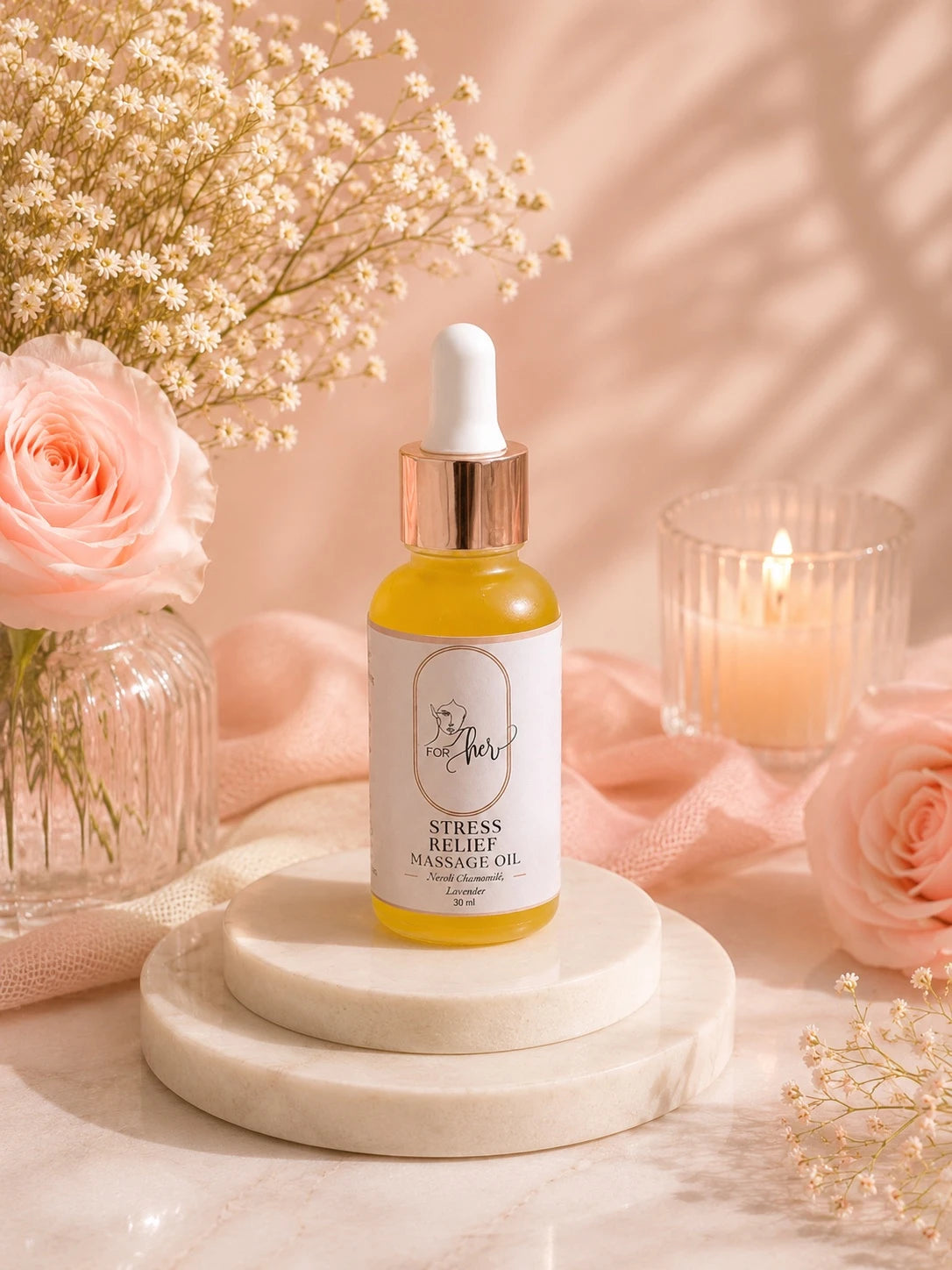 Stress Relief massage oil (Neroli, Chamomile, Lavender) 30ml